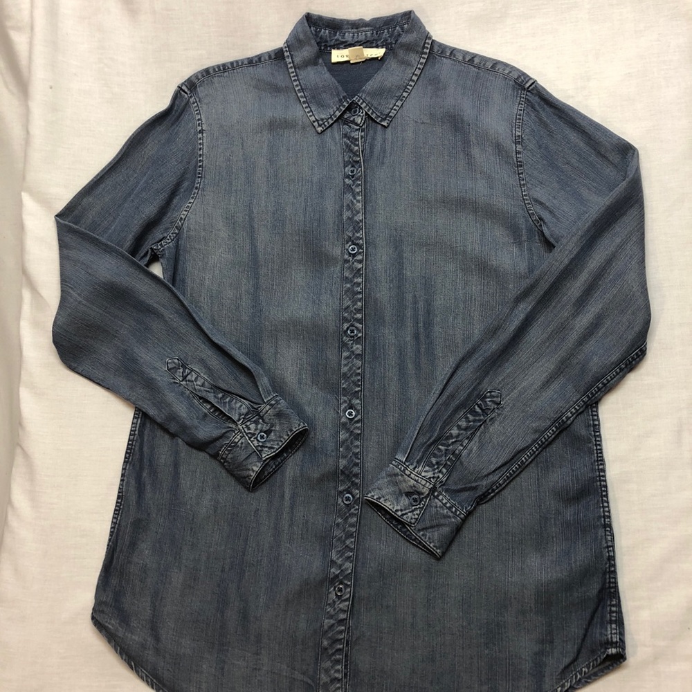 NWOT Lovestitch drapey chambray long-sleeve shirt